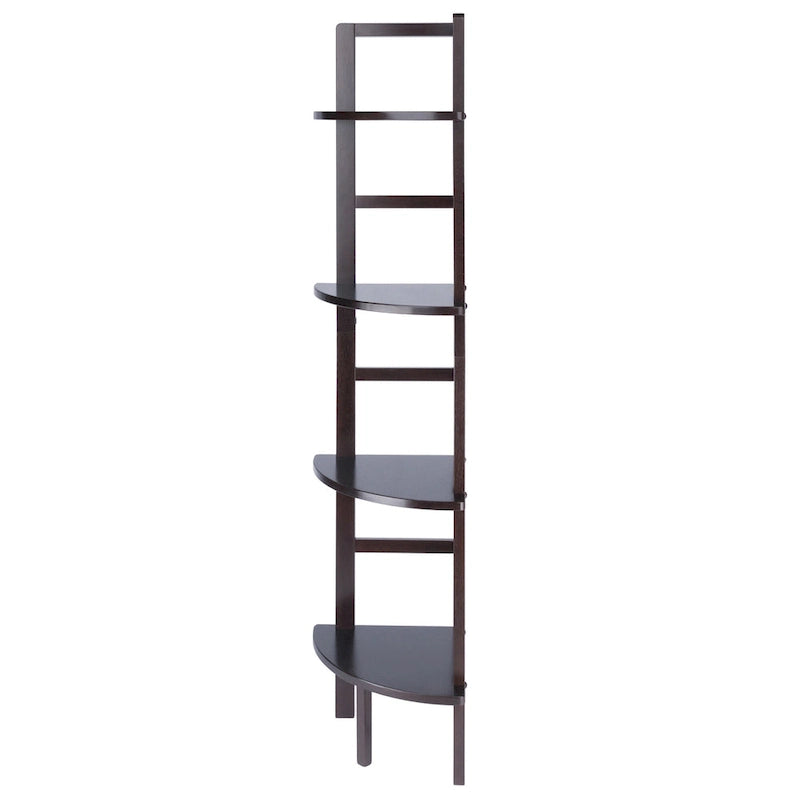 Étagère de Boulanger d'Angle à 4 Niveaux – Marron/Café, Bois Massif, S'adapte aux Angles à 90°