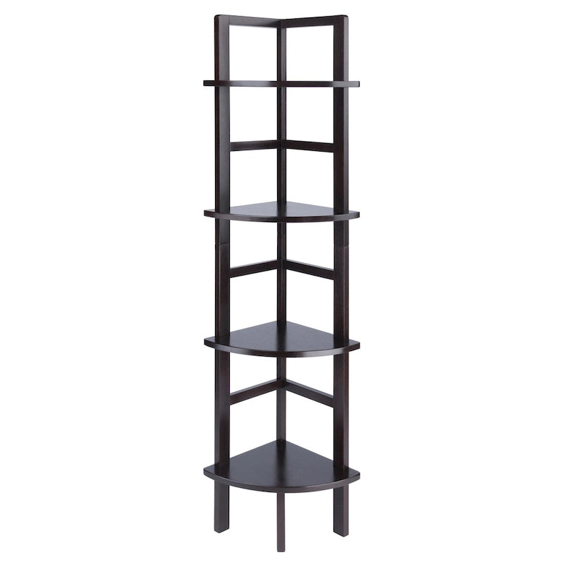 Étagère de Boulanger d'Angle à 4 Niveaux – Marron/Café, Bois Massif, S'adapte aux Angles à 90°