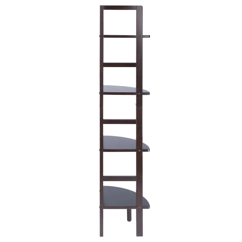 Étagère de Boulanger d'Angle à 4 Niveaux – Marron/Café, Bois Massif, S'adapte aux Angles à 90°