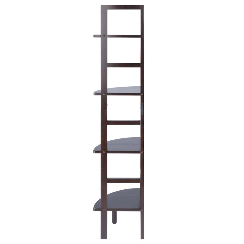 Étagère de Boulanger d'Angle à 4 Niveaux – Marron/Café, Bois Massif, S'adapte aux Angles à 90°