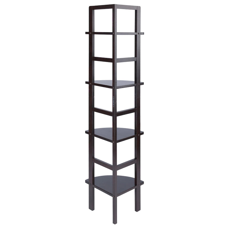 Étagère de Boulanger d'Angle à 4 Niveaux – Marron/Café, Bois Massif, S'adapte aux Angles à 90°