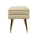 Banc de rangement en velours touffeté avec pieds dorés – Crème, 1 place