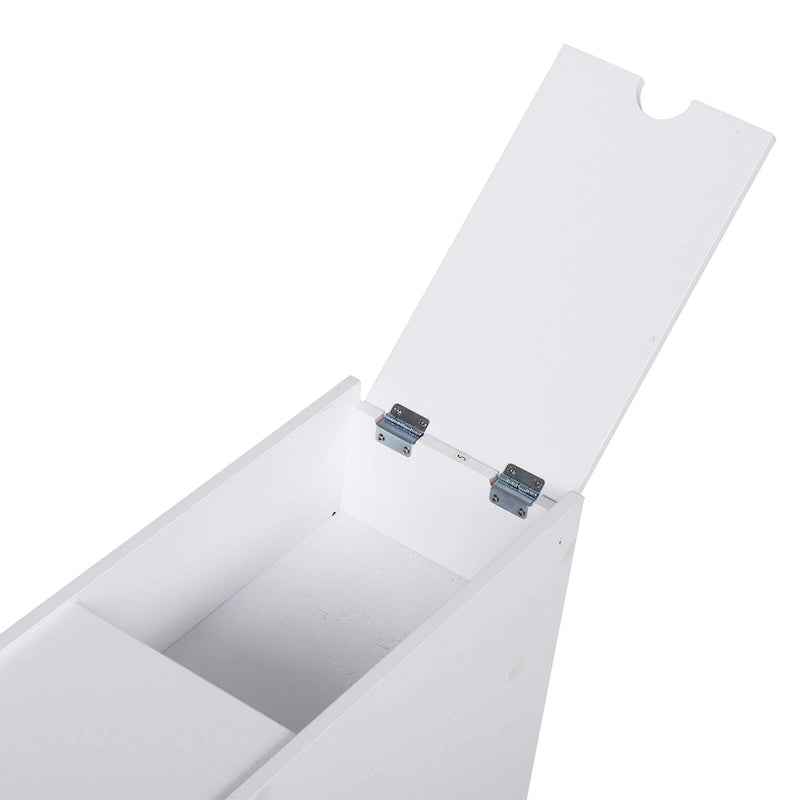 Meuble de rangement étroit coulissant pour salle de bain avec tiroirs – Blanc, MDF, Poignées chromées, Autonome