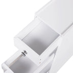 Meuble de rangement étroit coulissant pour salle de bain avec tiroirs – Blanc, MDF, Poignées chromées, Autonome