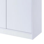Meuble à chaussures 2 portes avec 2 tiroirs et 5 étagères – Blanc, dessus en bois, peut contenir jusqu'à 15 paires