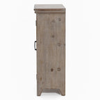 Armoire de rangement 2 portes en bois avec panneaux métalliques – Marron vieilli, style ferme