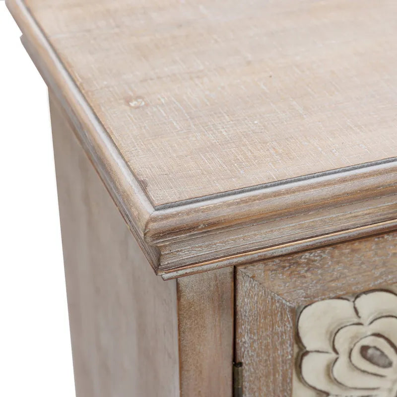 Armoire de rangement 2 portes en bois avec panneaux métalliques – Marron vieilli, style ferme