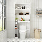 Meuble de rangement pour toilettes avec porte – Blanc, MDF, Porte moulée
