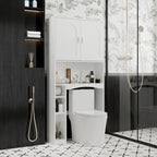 Meuble de rangement pour toilettes avec porte – Blanc, MDF, Porte moulée