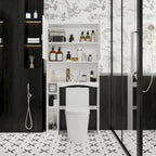 Meuble de rangement pour toilettes avec porte – Blanc, MDF, Porte moulée
