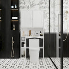 Meuble de rangement pour toilettes avec porte – Blanc, MDF, Porte moulée