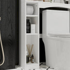 Meuble de rangement pour toilettes avec porte – Blanc, MDF, Porte moulée