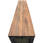 Armoire à linge 3 portes en teck massif avec étagères – Marron, finition naturelle, fabriquée à la main, intérieur/extérieur