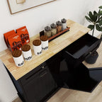 Meuble de rangement de cuisine inclinable avec 2 tiroirs – Noir, MDF