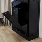 Meuble de rangement de cuisine inclinable avec 2 tiroirs – Noir, MDF
