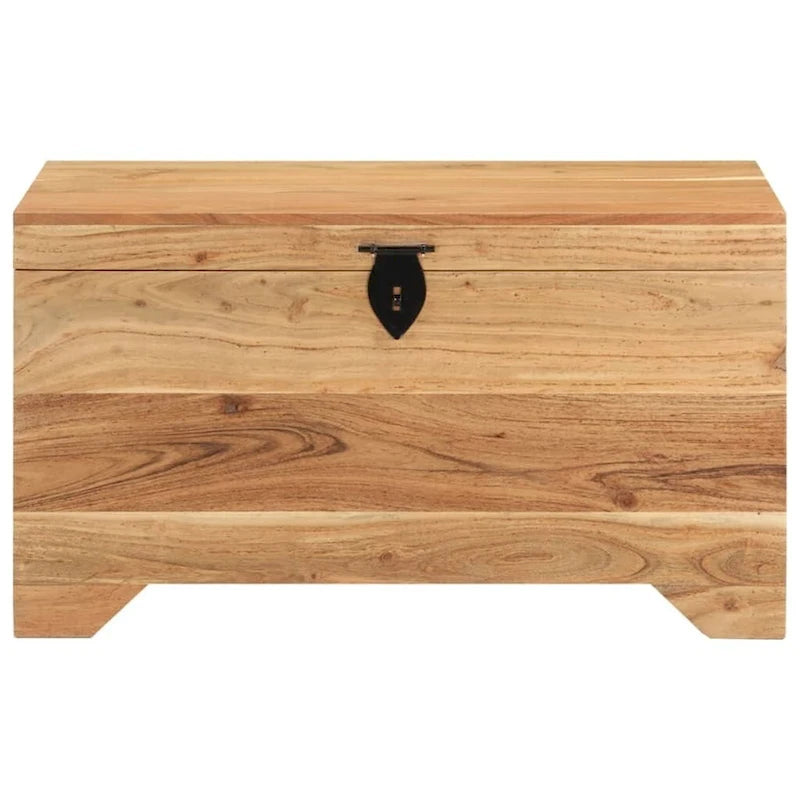 Coffre de rangement en bois d'acacia massif – Marron, finition naturelle, multifonctionnel