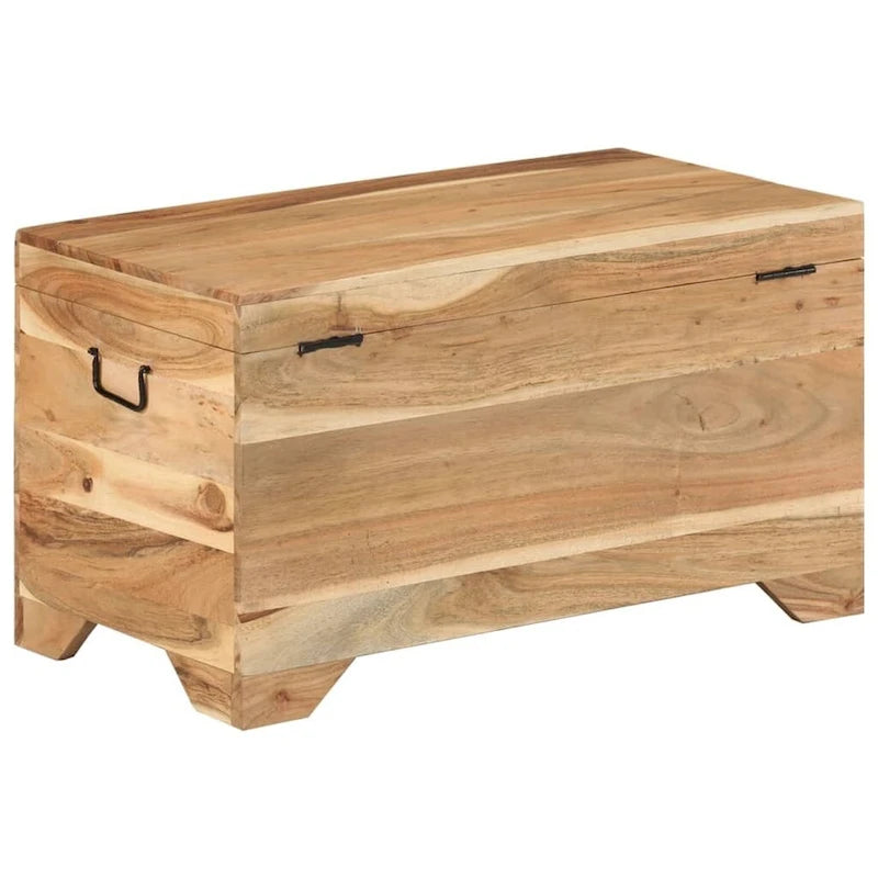 Coffre de rangement en bois d'acacia massif – Marron, finition naturelle, multifonctionnel