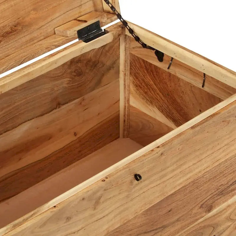 Coffre de rangement en bois d'acacia massif – Marron, finition naturelle, multifonctionnel
