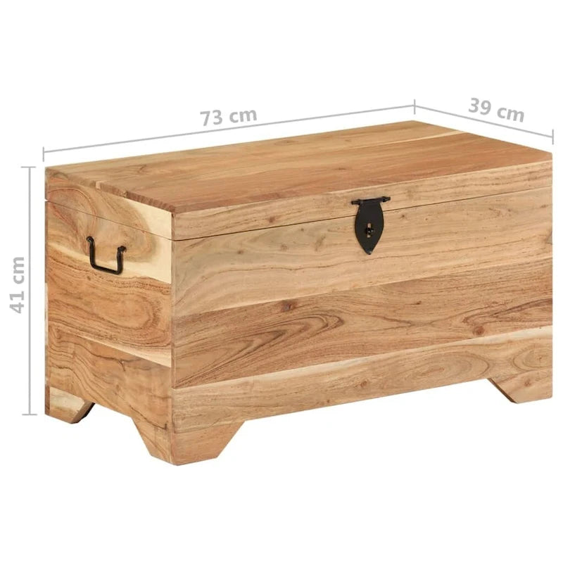 Coffre de rangement en bois d'acacia massif – Marron, finition naturelle, multifonctionnel