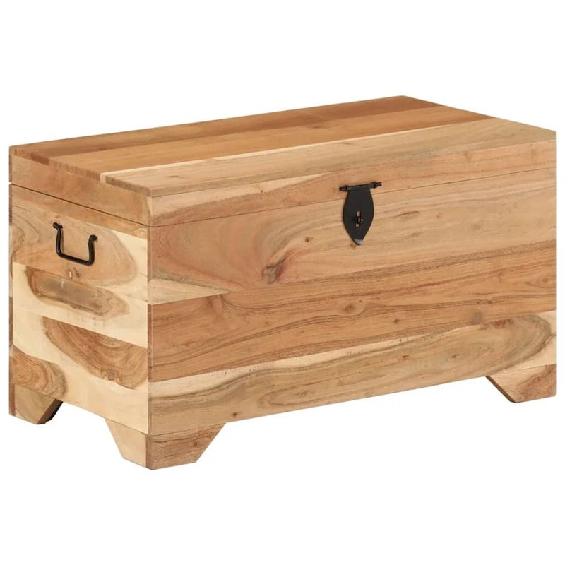 Coffre de rangement en bois d'acacia massif – Marron, finition naturelle, multifonctionnel