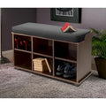 Banc de rangement 6 cubes avec coussin en tissu – Espresso / Noir, Bois massif, 1 place assise