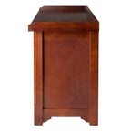 Banc de rangement avec 3 paniers pliables et étagère ouverte – Noyer et noir, bois massif, 1 place