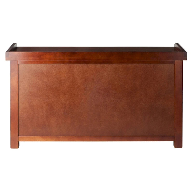 Banc de rangement avec 3 paniers pliables et étagère ouverte – Noyer et noir, bois massif, 1 place