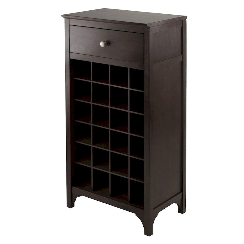 Cave à vin 20 bouteilles avec porte-verres – Expresso, bois massif et composite, modulaire