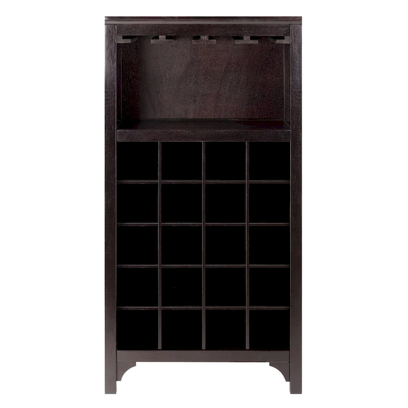 Cave à vin 20 bouteilles avec porte-verres – Expresso, bois massif et composite, modulaire