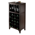 Cave à vin 20 bouteilles avec porte-verres – Expresso, bois massif et composite, modulaire