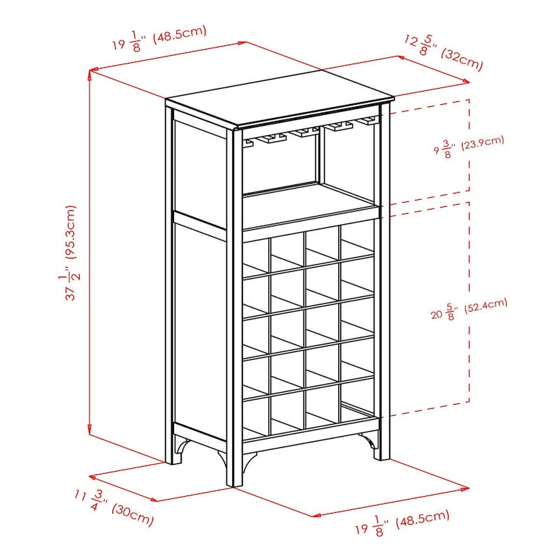 Cave à vin 20 bouteilles avec porte-verres – Expresso, bois massif et composite, modulaire