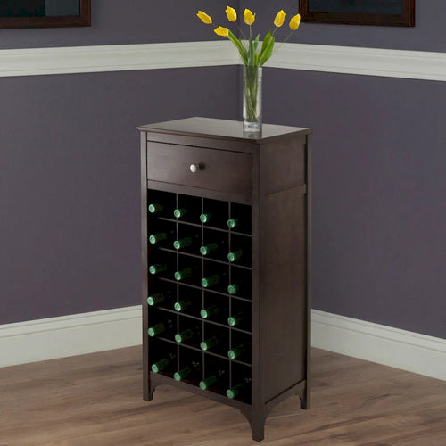 Cave à vin 20 bouteilles avec porte-verres – Expresso, bois massif et composite, modulaire