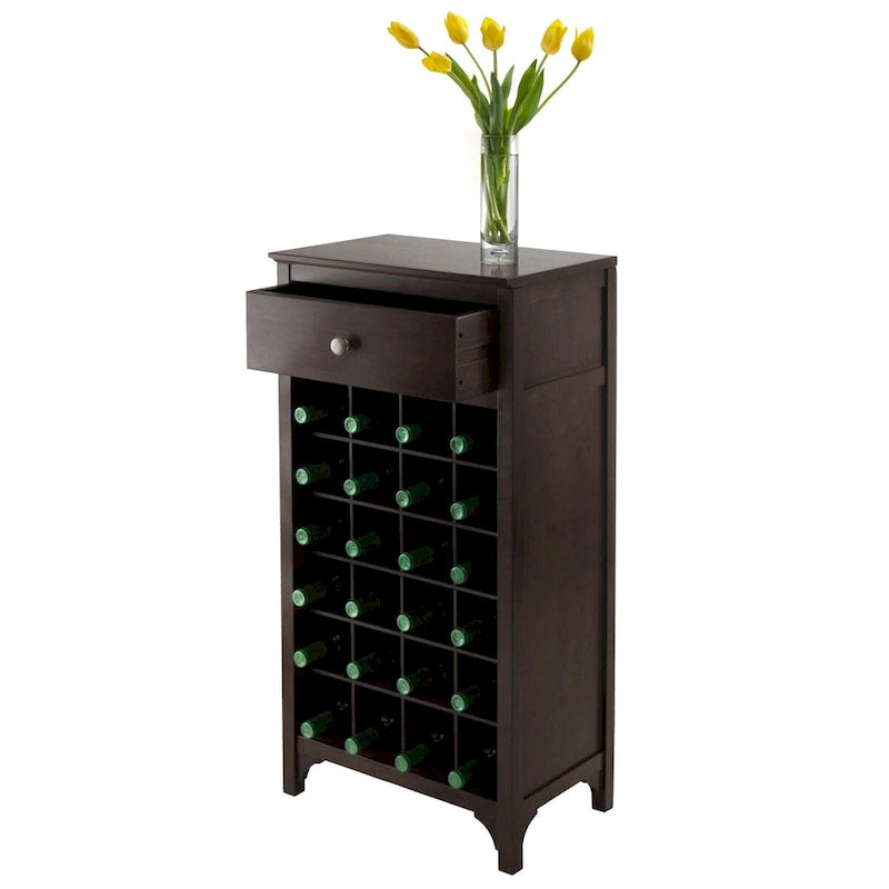 Cave à vin 20 bouteilles avec porte-verres – Expresso, bois massif et composite, modulaire