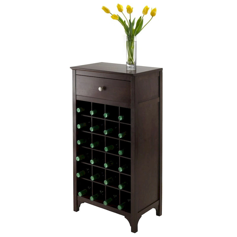 Cave à vin 20 bouteilles avec porte-verres – Expresso, bois massif et composite, modulaire