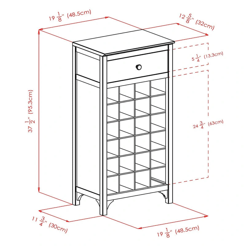 Cave à vin 20 bouteilles avec porte-verres – Expresso, bois massif et composite, modulaire