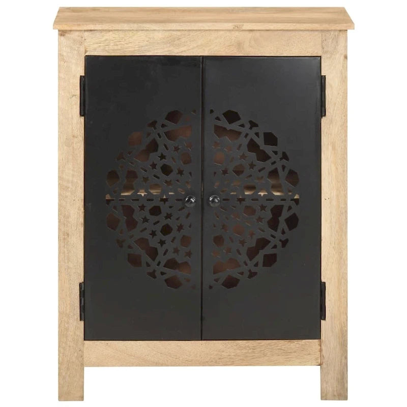 Bahut 2 portes en bois de manguier massif – Marron, finition naturelle, portes en acier thermolaqué