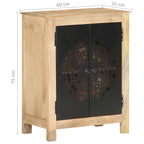 Bahut 2 portes en bois de manguier massif – Marron, finition naturelle, portes en acier thermolaqué