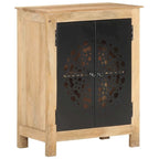 Bahut 2 portes en bois de manguier massif – Marron, finition naturelle, portes en acier thermolaqué