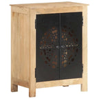 Bahut 2 portes en bois de manguier massif – Marron, finition naturelle, portes en acier thermolaqué