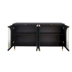 Meuble d'appoint à portes en verre cannelé – Noir, MDF, Style minimaliste