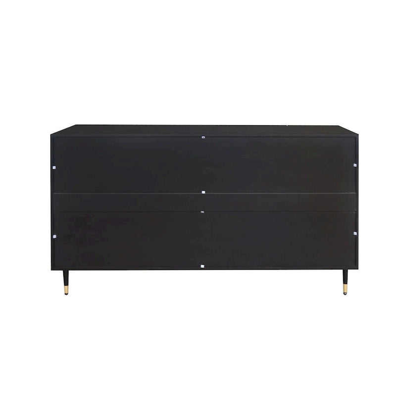 Meuble d'appoint à portes en verre cannelé – Noir, MDF, Style minimaliste