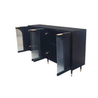 Meuble d'appoint à portes en verre cannelé – Noir, MDF, Style minimaliste