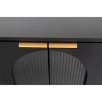 Meuble d'appoint à portes en verre cannelé – Noir, MDF, Style minimaliste