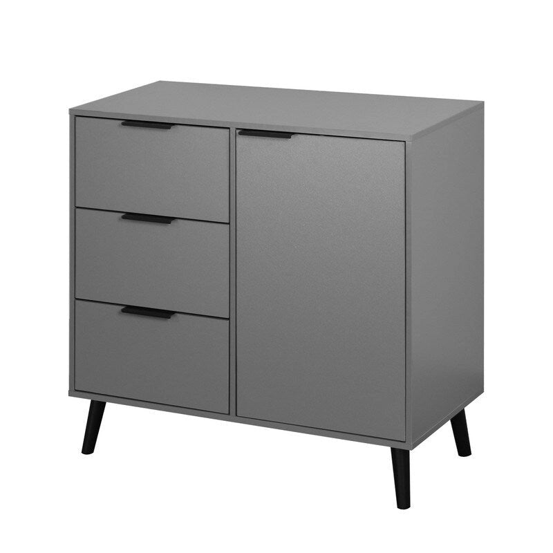 Armoire de rangement avec 3 tiroirs et étagère réglable – Naturel, pieds en bois
