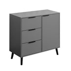 Armoire de rangement avec 3 tiroirs et étagère réglable – Naturel, pieds en bois