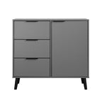 Armoire de rangement avec 3 tiroirs et étagère réglable – Naturel, pieds en bois
