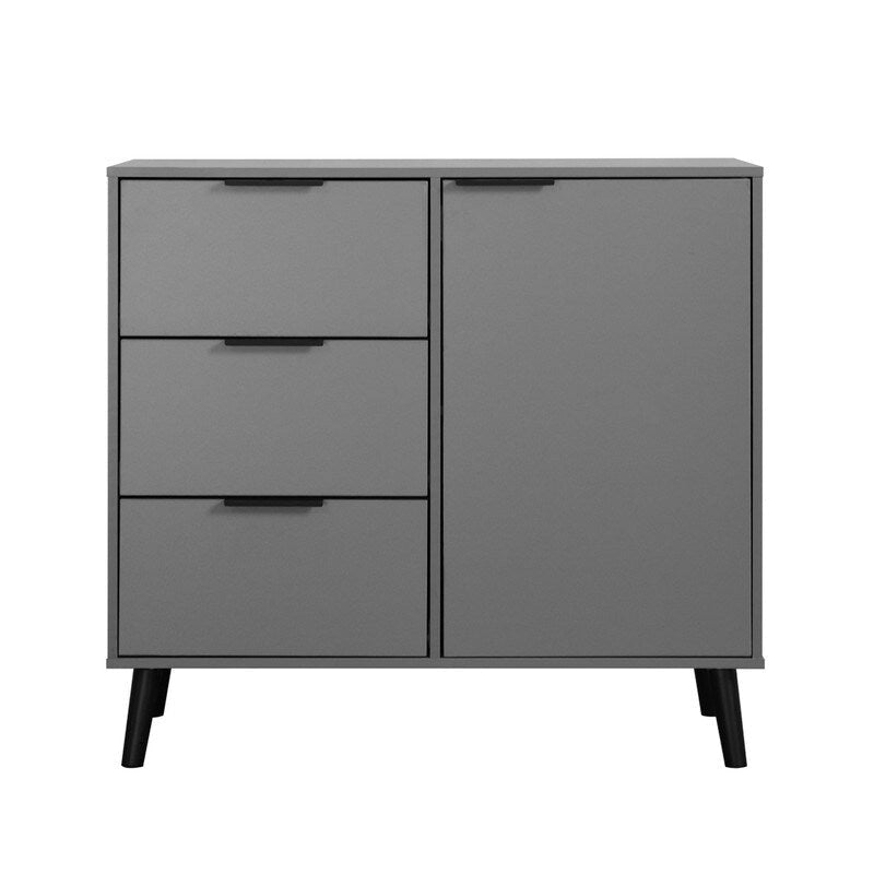 Armoire de rangement avec 3 tiroirs et étagère réglable – Naturel, pieds en bois