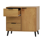 Armoire de rangement avec 3 tiroirs et étagère réglable – Naturel, pieds en bois