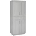 Armoire de cuisine haute avec 2 portes, tiroir et étagères réglables – Taupe, Panneau de particules, Anti-basculement, 183 cm de hauteur