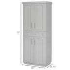 Armoire de cuisine haute avec 2 portes, tiroir et étagères réglables – Taupe, Panneau de particules, Anti-basculement, 183 cm de hauteur